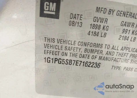 2014 Chevrolet Cruze Ltz from USA, damaged, VIN 1G1PG5SB7E7162236